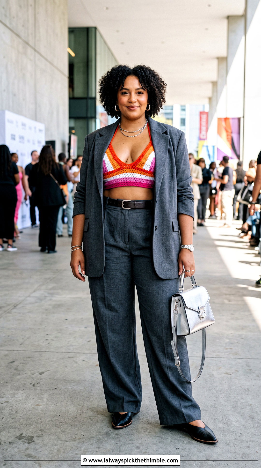Lesbian Flag Bralette Top With Oversized Suit - 20 Lesbian Flag Crochet Top outfit ideas