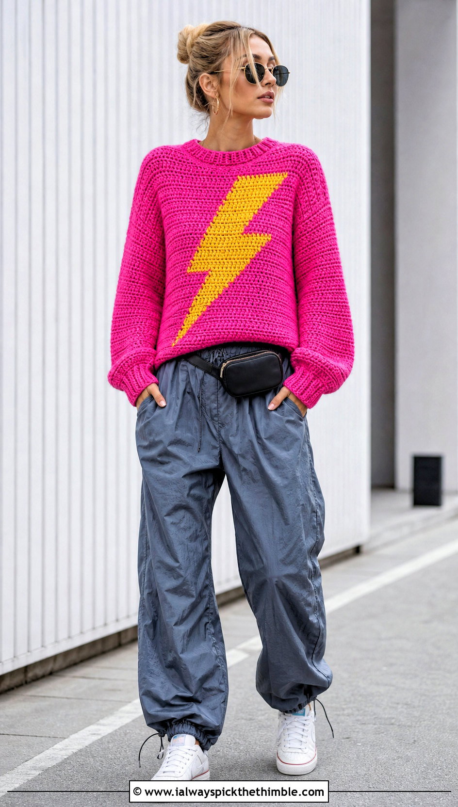 Lightning Bolt Crochet Harry Potter Sweater With Parachute Pants - 25 crochet harry potter sweater outfit ideas