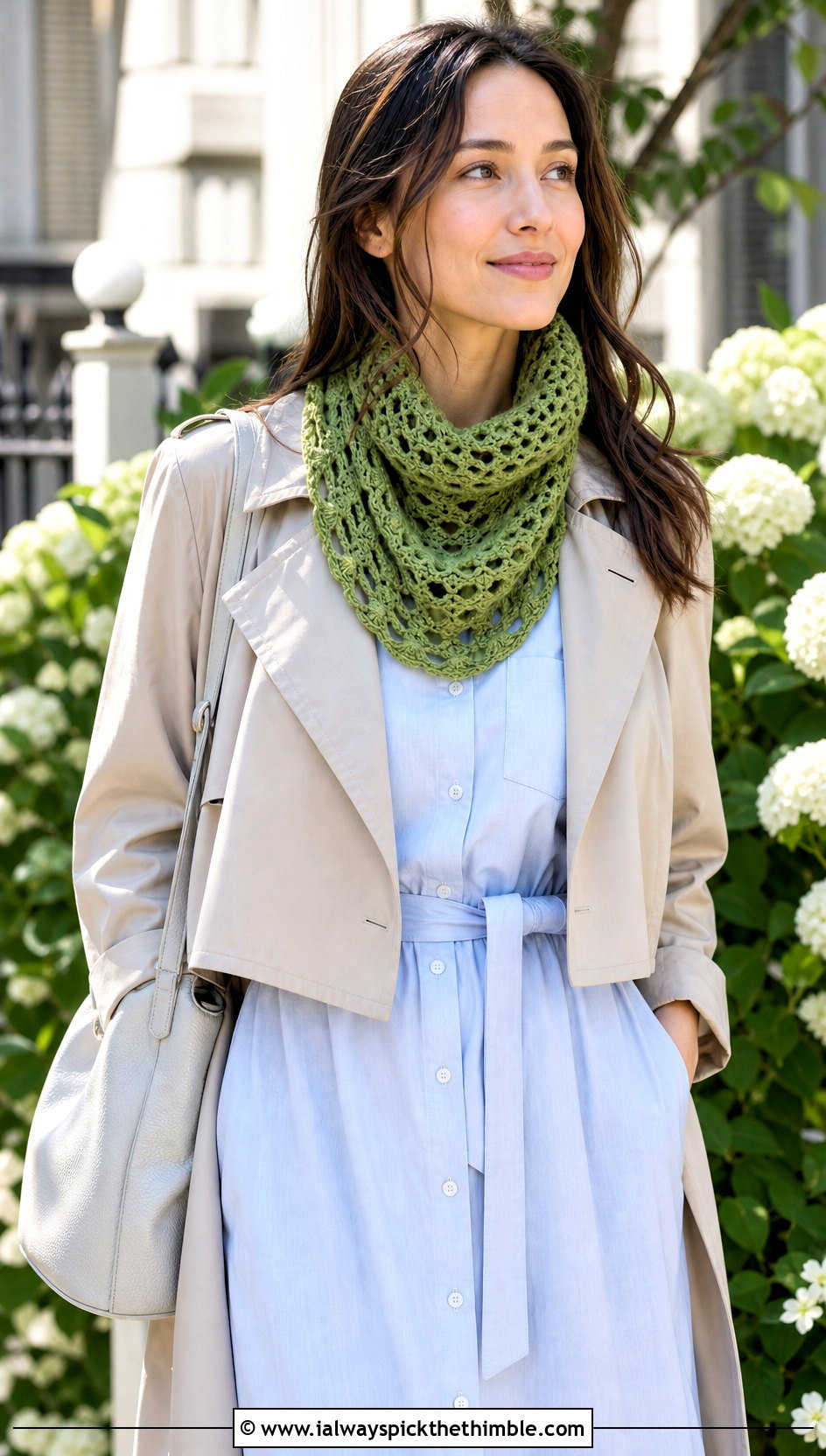 Lightweight Cotton Crochet Turtleneck Cowl With Shirt Dress - 20 Crochet Turtleneck Cowl outfit ideas