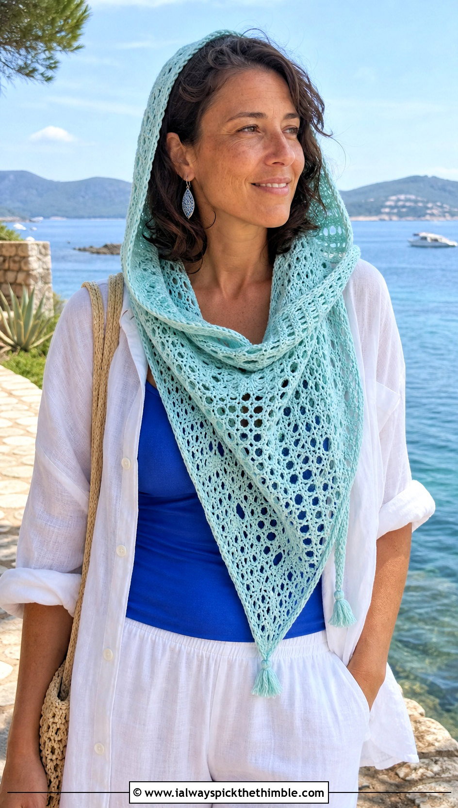 Lightweight Cotton Hooded Triangle Crochet Scarf With Linen Set - 20 Hooded Triangle Crochet Scarf outfit ideas