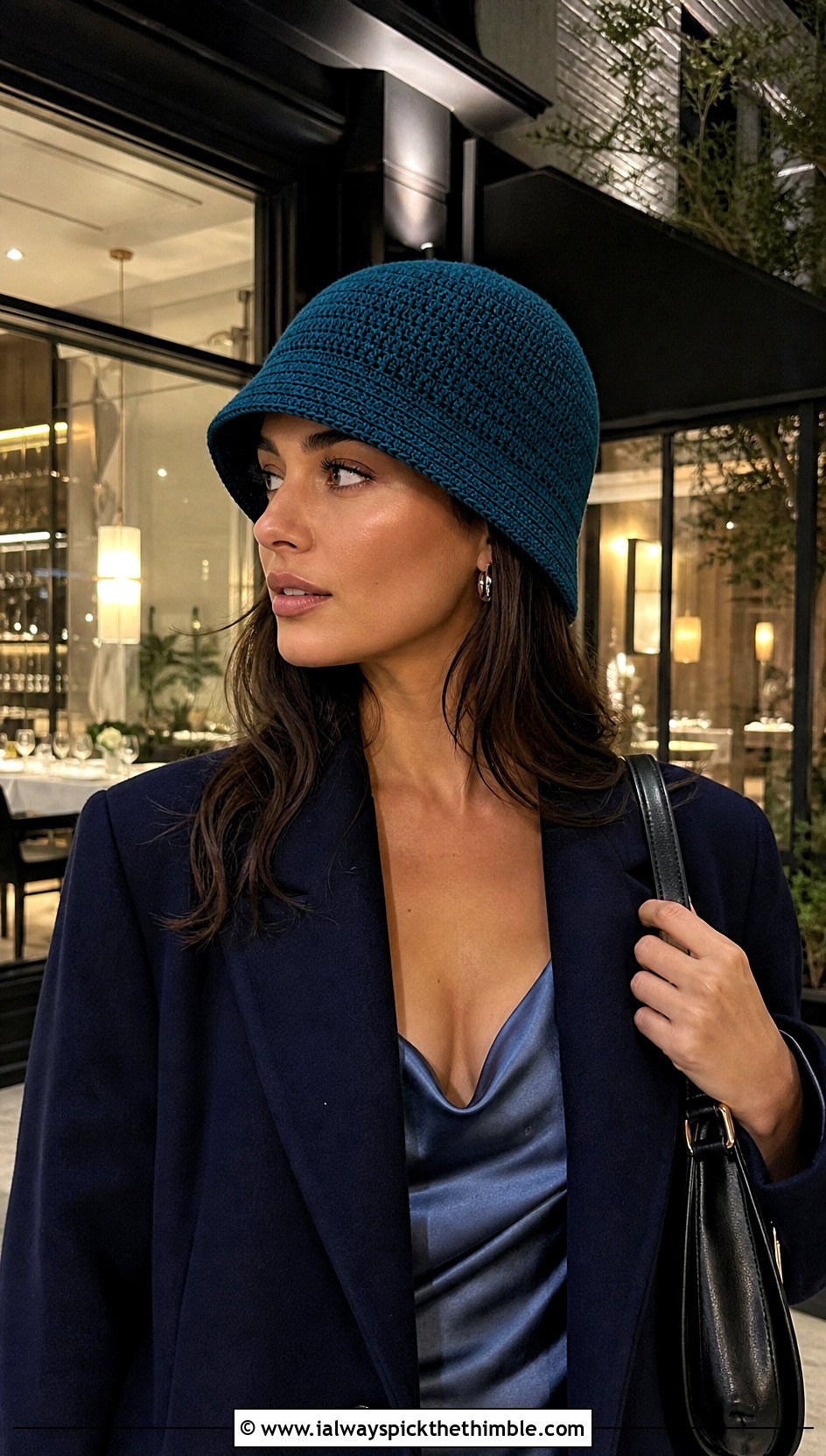 Lightweight Fine Rib Crochet Hat With Slip Dress And Tailored Coat - 20 Easy Crochet Ribbed Hat outfit ideas