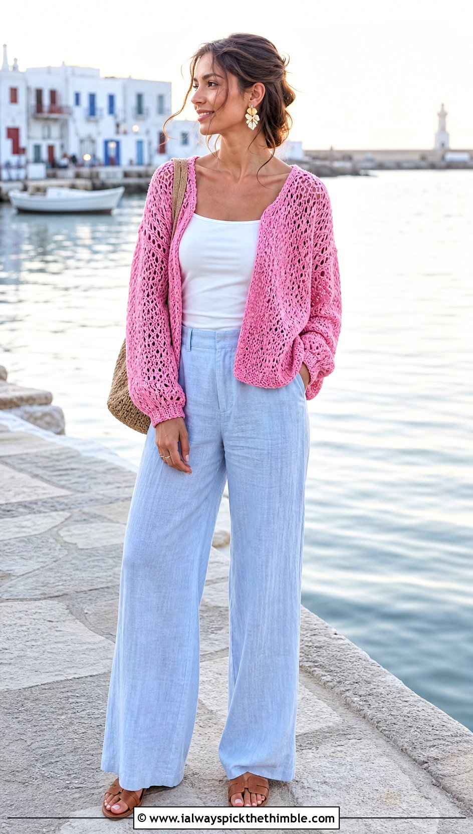 Lightweight Marceline Cat Sweater With Linen Pants - 20 crochet marceline sweater outfit ideas