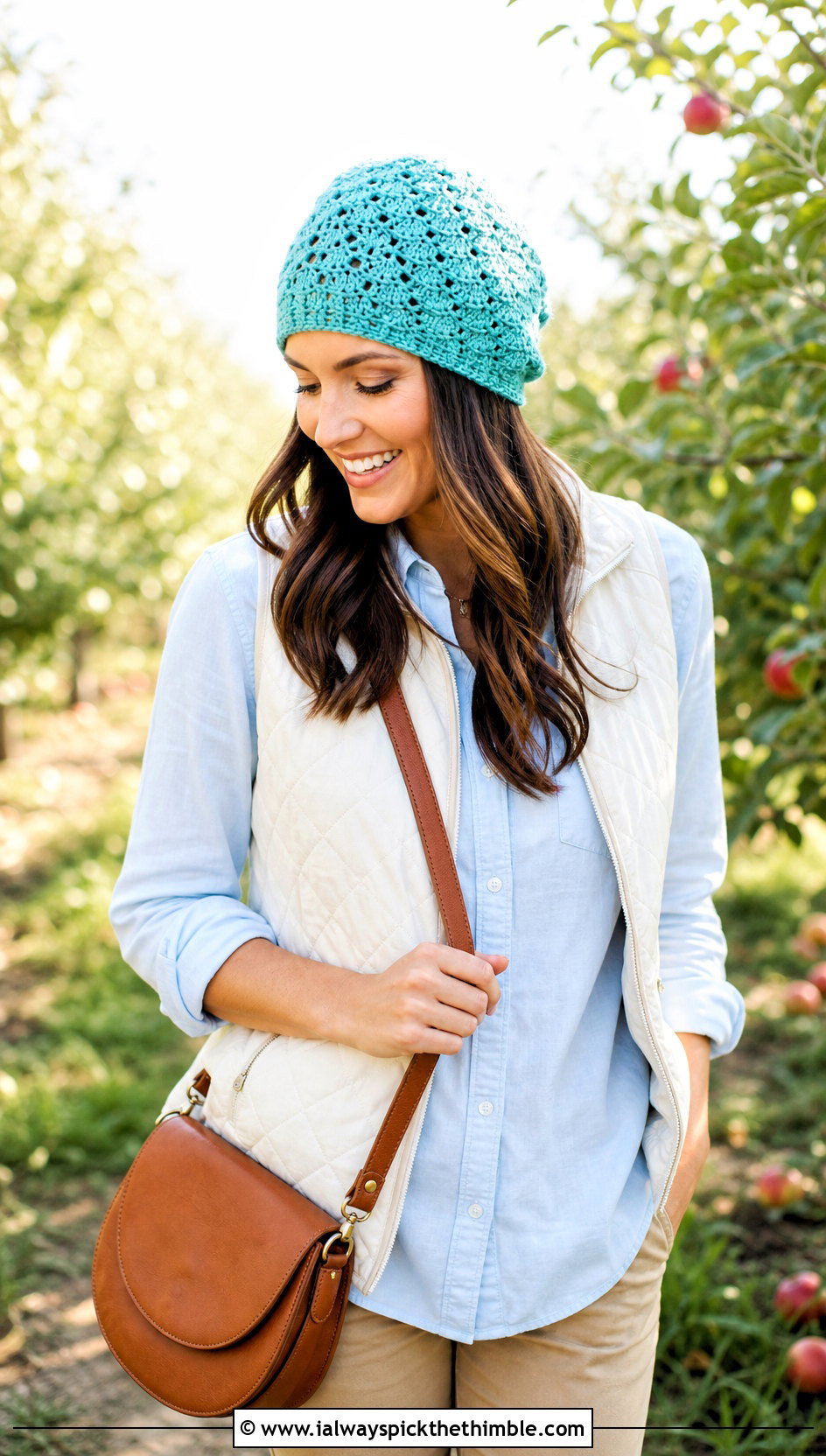 Lightweight Shell Stitch Beanie With Quilted Vest - 15 Crochet Shell Stitch Beanie outfit ideas