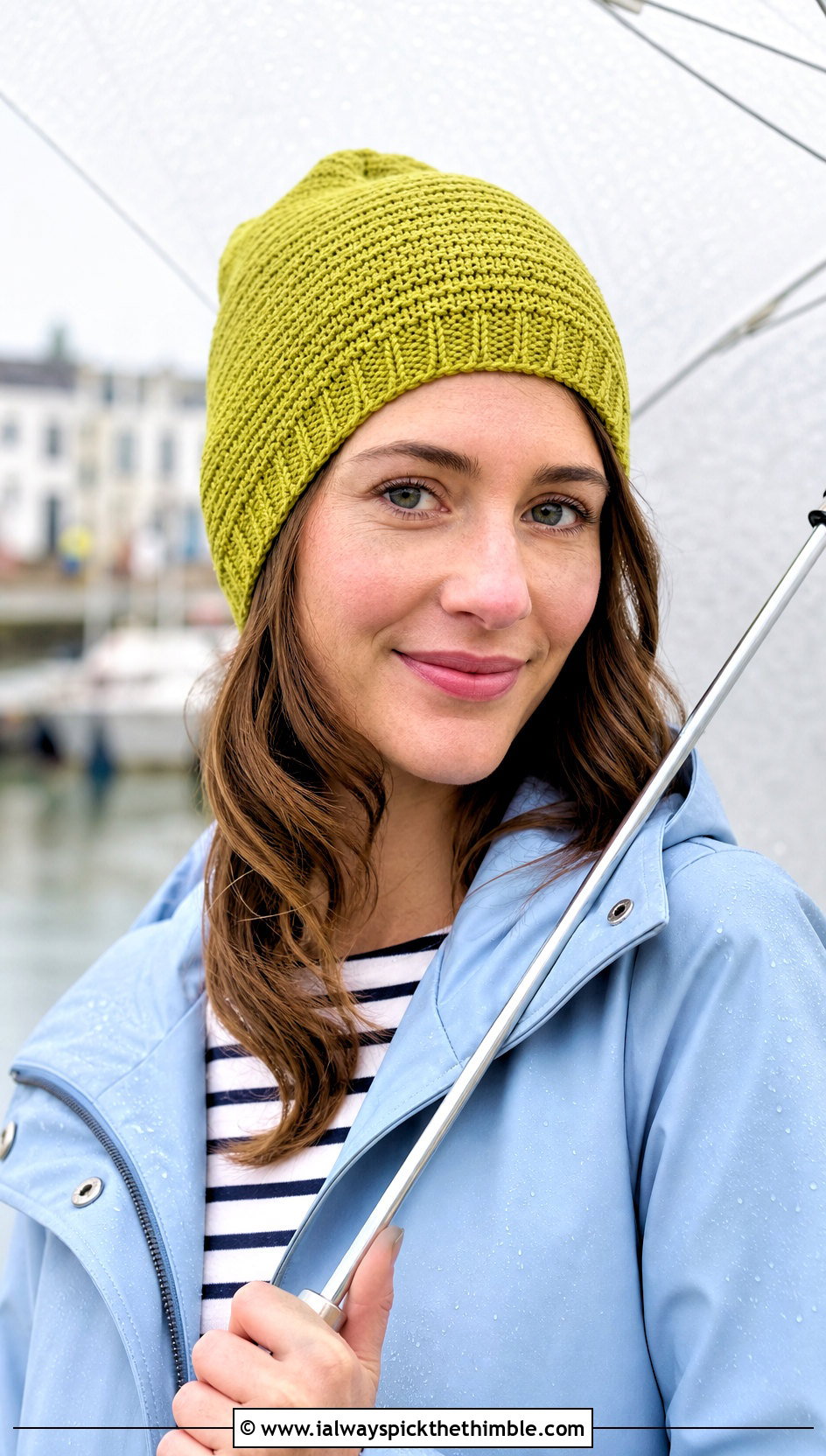 Lightweight Tunisian DK Beanie With Raincoat - 25 tunisian crochet beanie outfit ideas