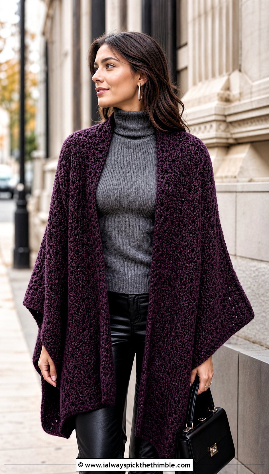 Lion Brand Shawl In A Ball Ruana Shawl With Leather Pants - 15 Lion Brand Crochet Shawl In A Ball outfit ideas