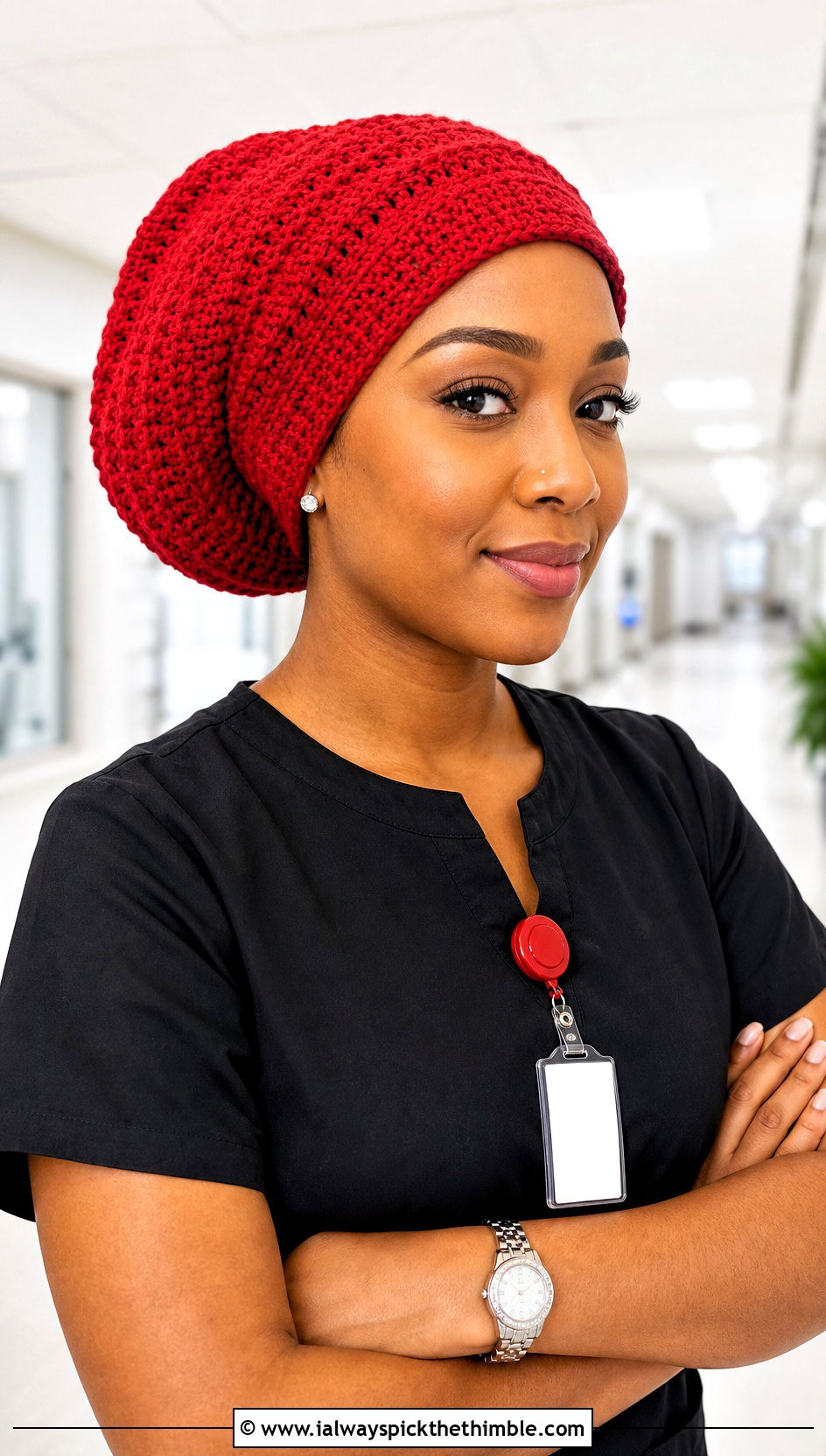 Loc Friendly Crochet Scrub Cap With Relaxed Scrubs - 20 Crochet Scrub Cap outfit ideas