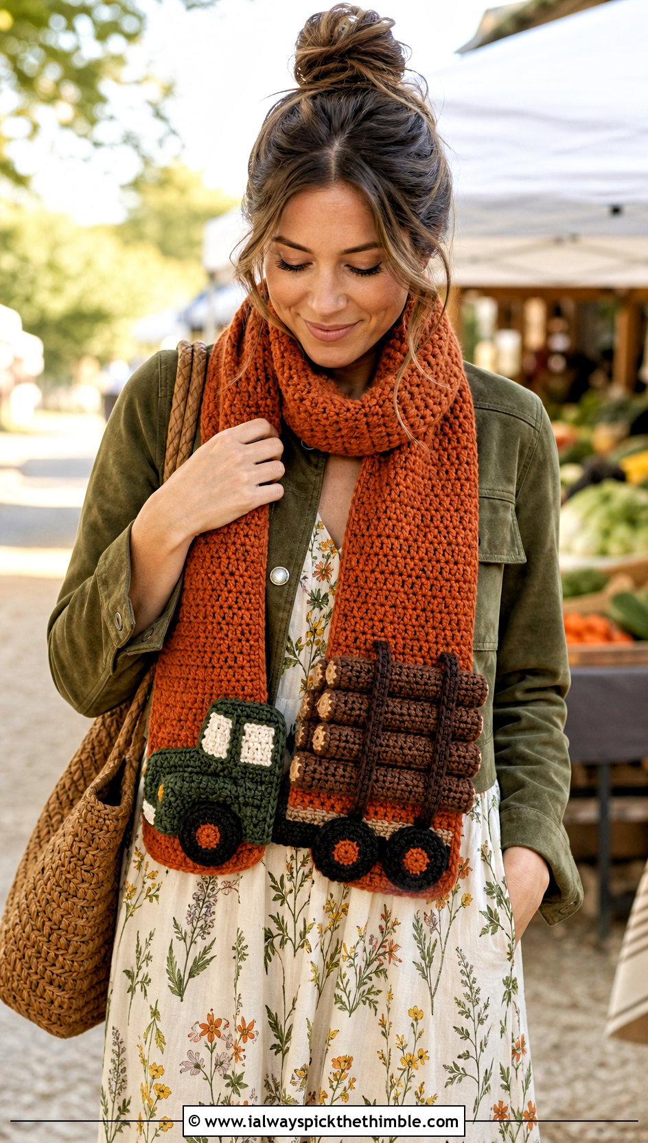 Log Truck Crochet Scarf With Boho Maxi Dress - 20 Crochet Truck Scarf outfit ideas