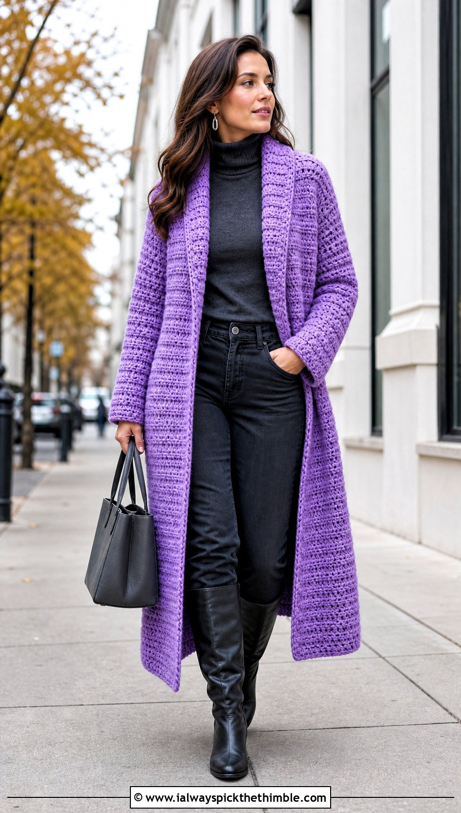 Long Coatigan Double Crochet Cardigan With Turtleneck And Jeans - 20 Double Crochet Cardigan outfit ideas
