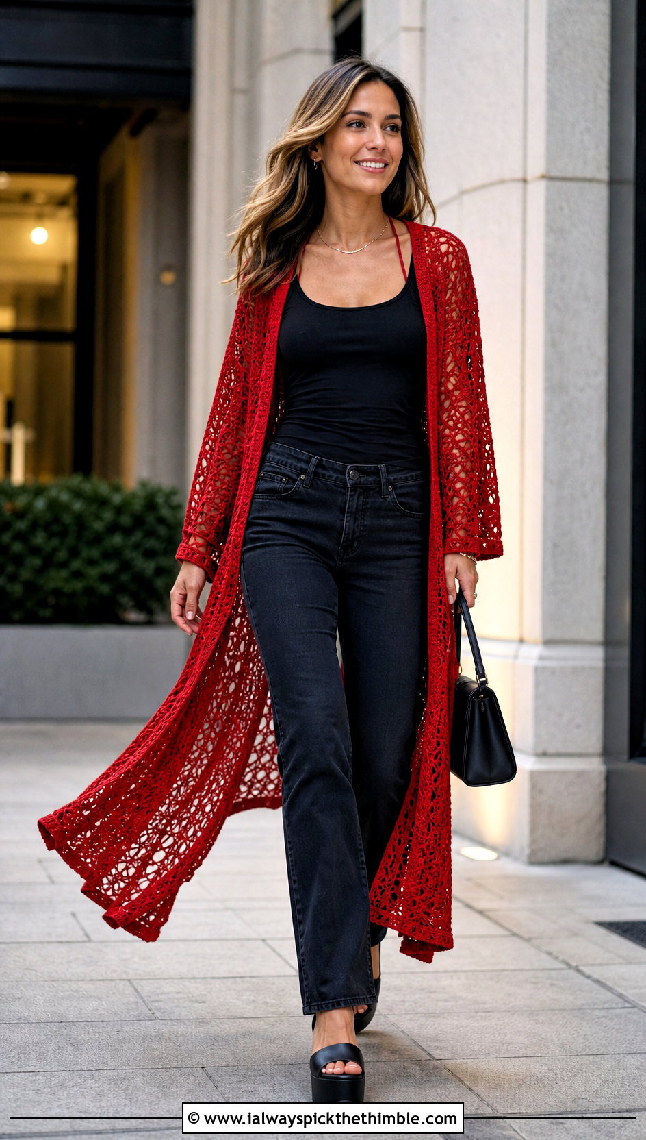 Long Crochet Duster With Tank And Jeans - 25 whimsical crochet clothes and outfit ideas