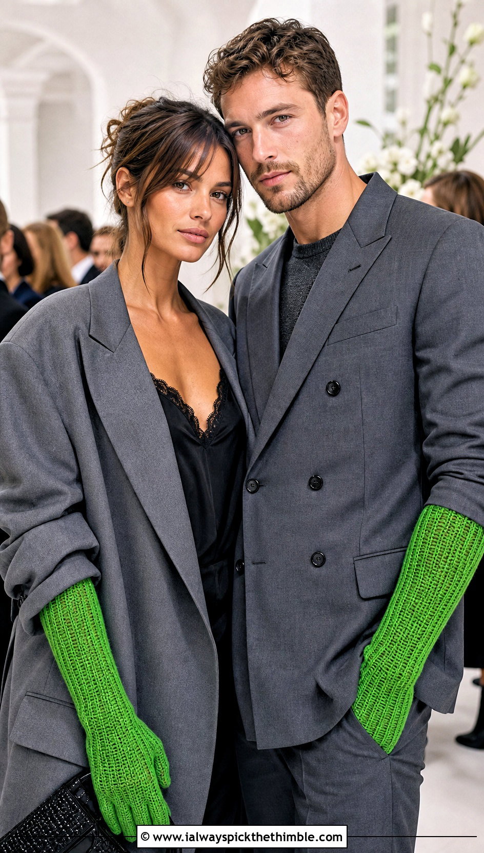 Long Crochet Gauntlet Gloves With Blazer Outfits - 20 Crochet Gloves For Couples outfit ideas