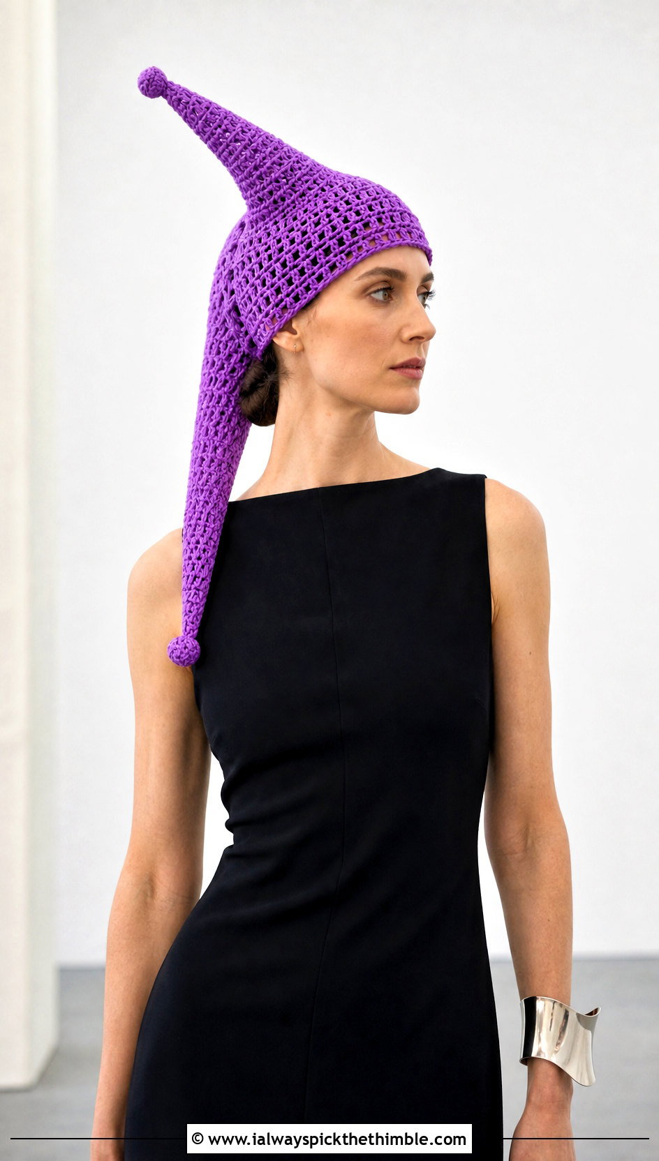 Long Horn Crochet Clown Hat With Column Dress - 20 crochet clown hat outfit ideas
