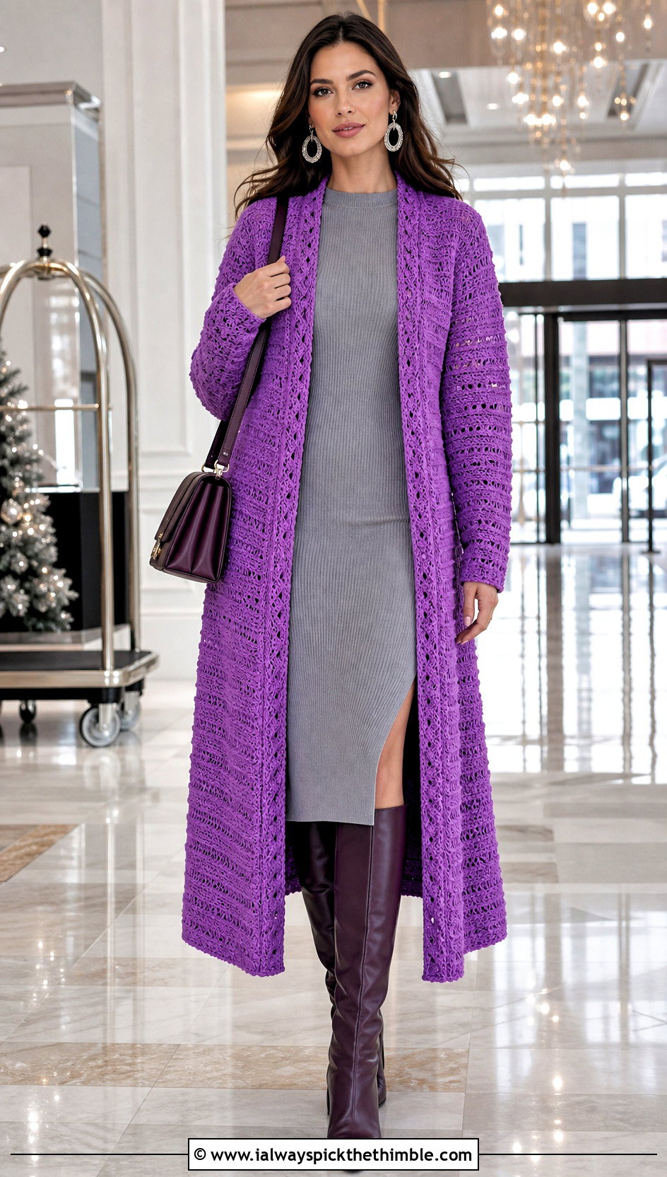 Long Riverbed Crochet Cardigan With Ribbed Midi Dress - 20 riverbed crochet cardigan outfit ideas