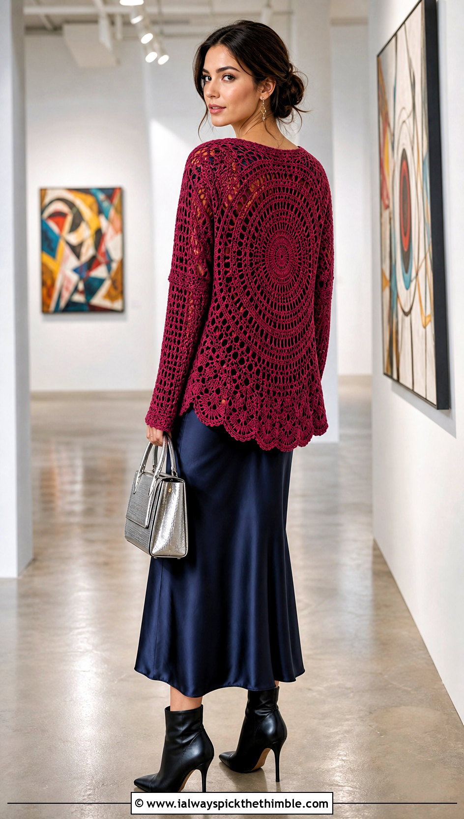 Long Sleeve Circle Cardigan With Slip Skirt - 20 crochet circle cardigan outfit ideas