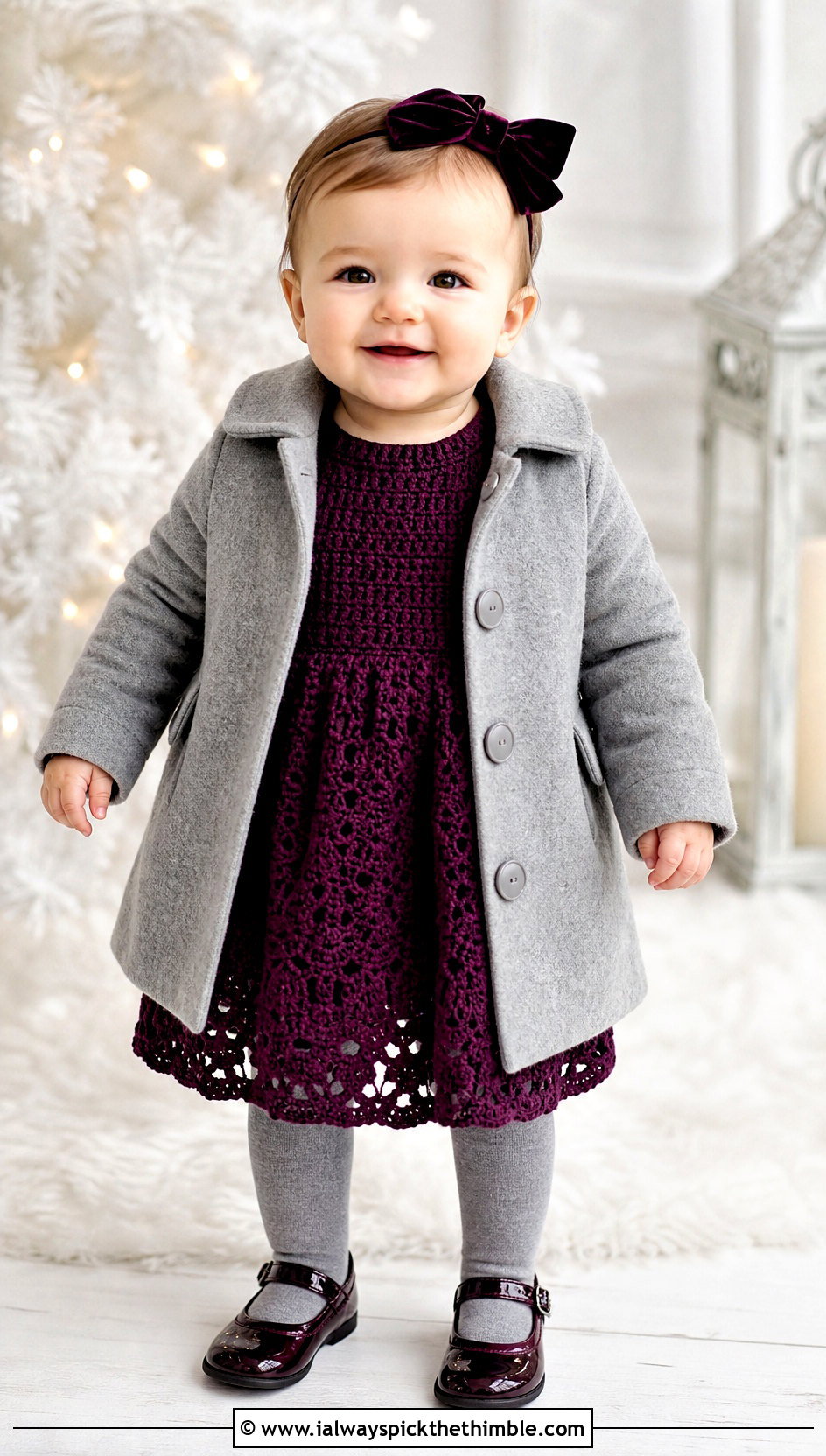 Long Sleeve Crochet Blessing Dress With Wool Coat - 15 Crochet Blessing Dress outfit ideas