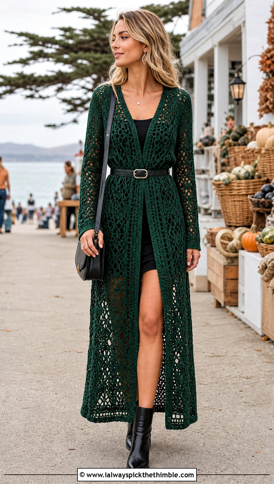 Long Sleeve Crochet Coverup Dress With Ankle Boots - 25 crochet coverup outfit ideas