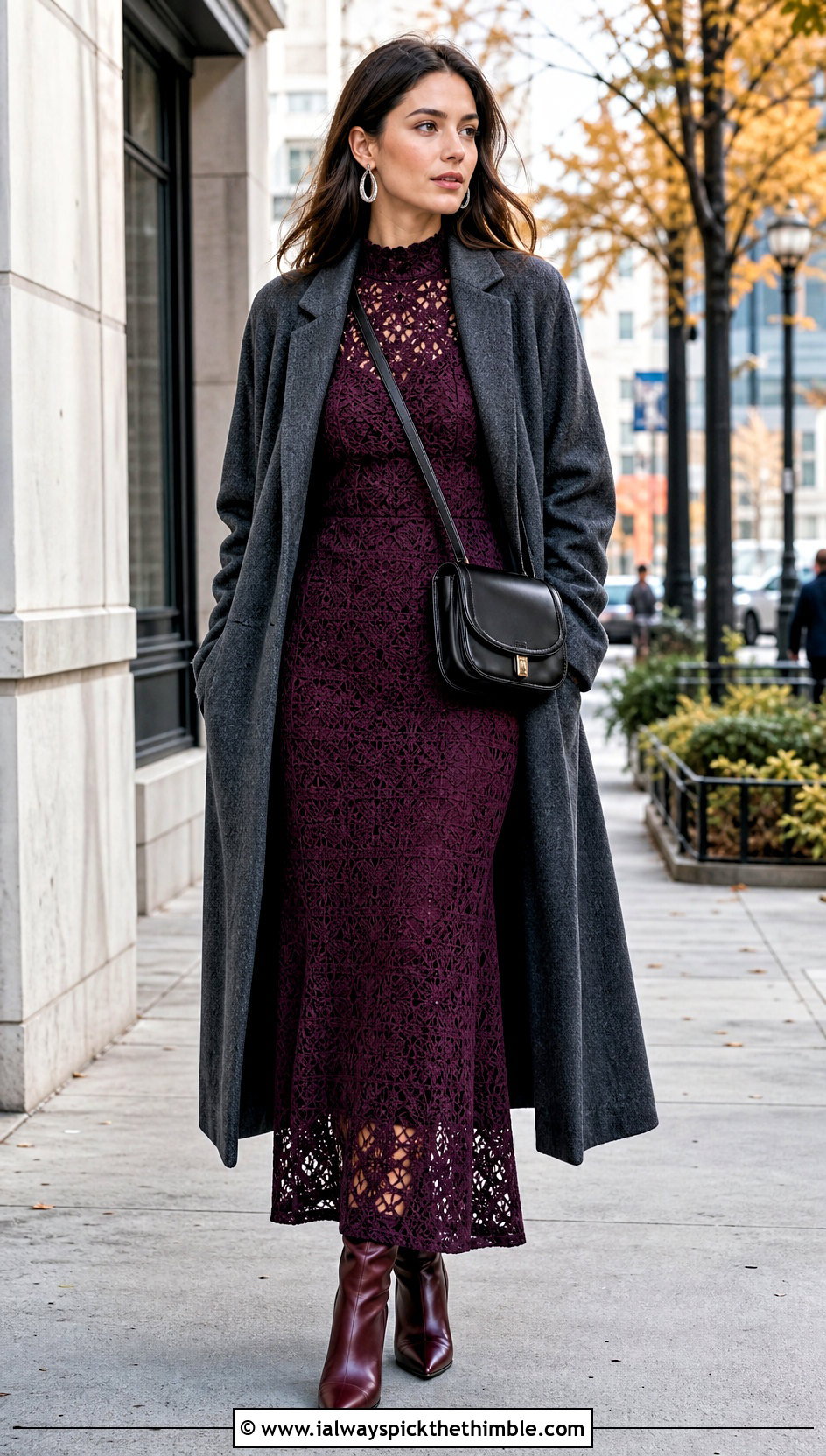 Long Sleeve Crochet Gown With Ankle Boots - 20 Crochet Gown Dress outfit ideas
