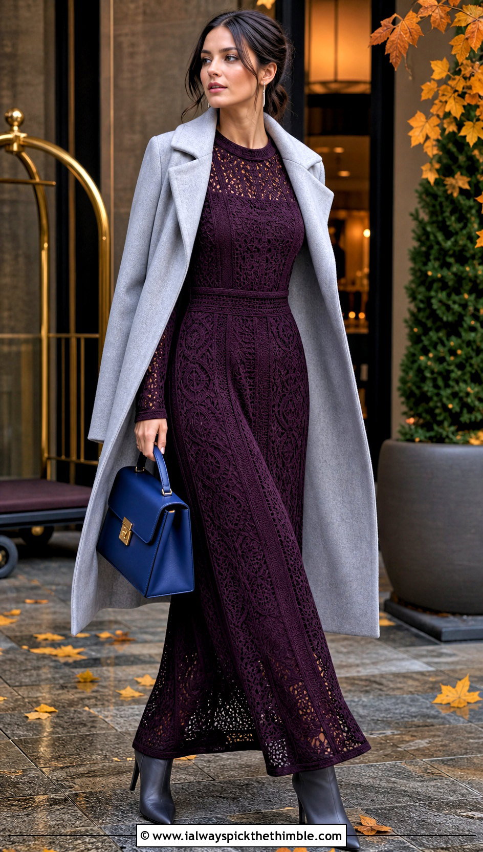 Long Sleeve Crochet Maxi Dress With Ankle Boots - 15 Etsy Crochet Dress outfit ideas