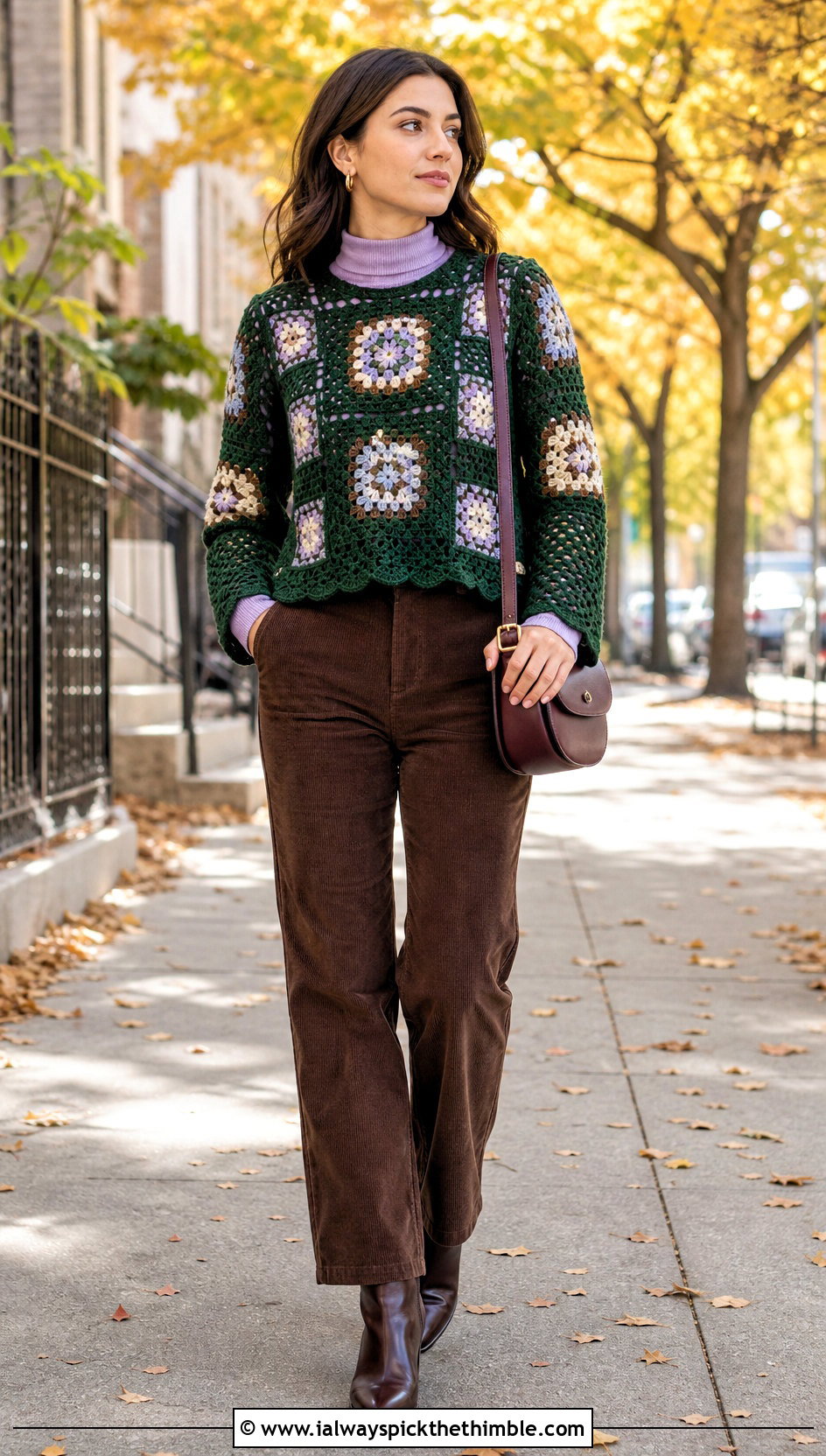 Long Sleeve Delilah Top With Corduroy Pants - 20 crochet delilah top outfit ideas