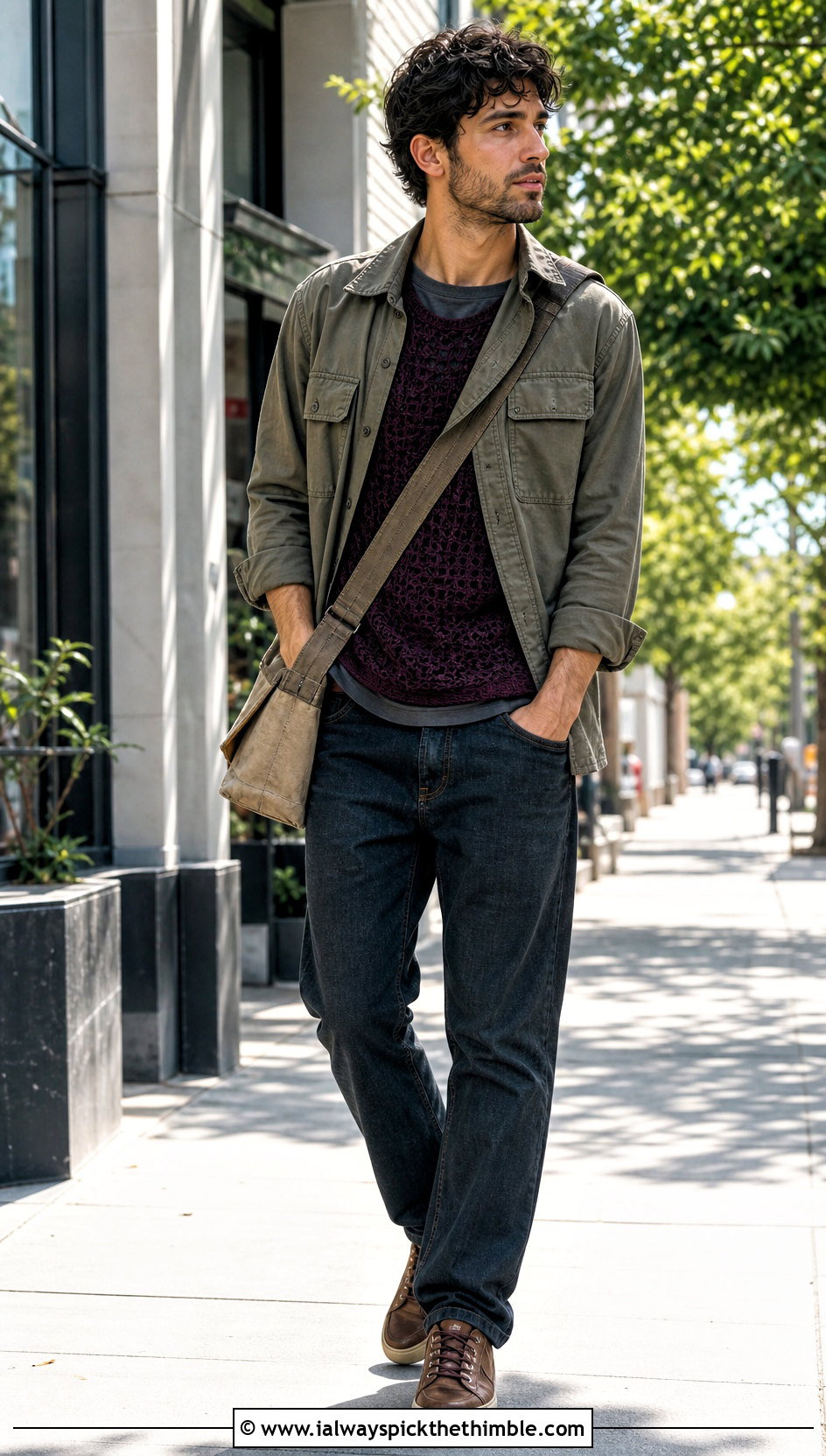 Long Sleeve Mesh Crochet Shirt With A Utility Overshirt - 25 men's crochet shirt outfit ideas