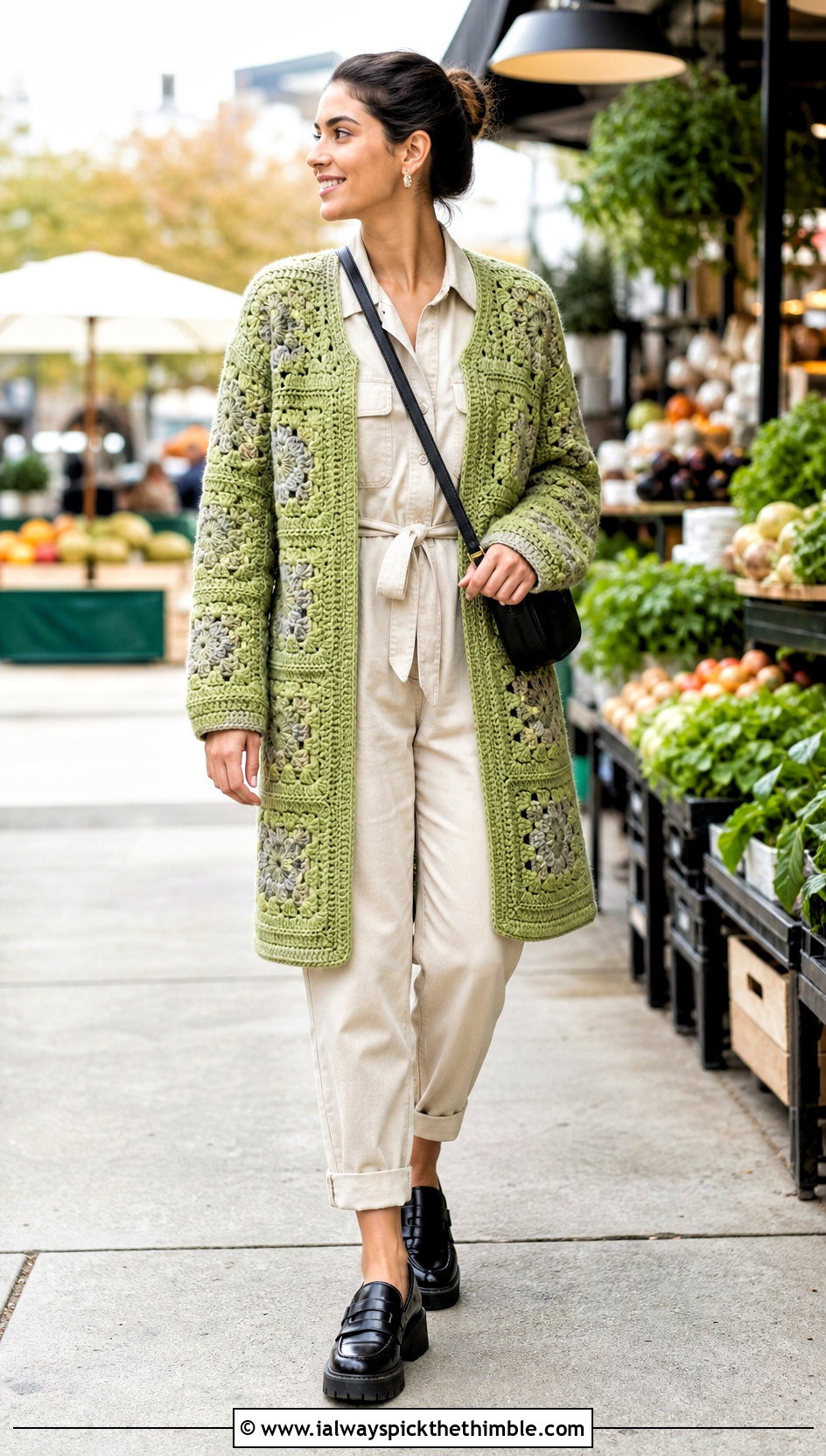 Long Square Affair Crochet Jacket With Utility Jumpsuit - 20 Long Square Affair Crochet Jacket outfit ideas