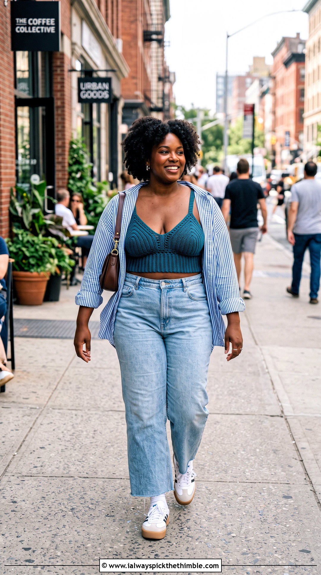 Longline Crochet Bralette With Wide Leg Jeans - 15 boho crochet bralette outfit ideas