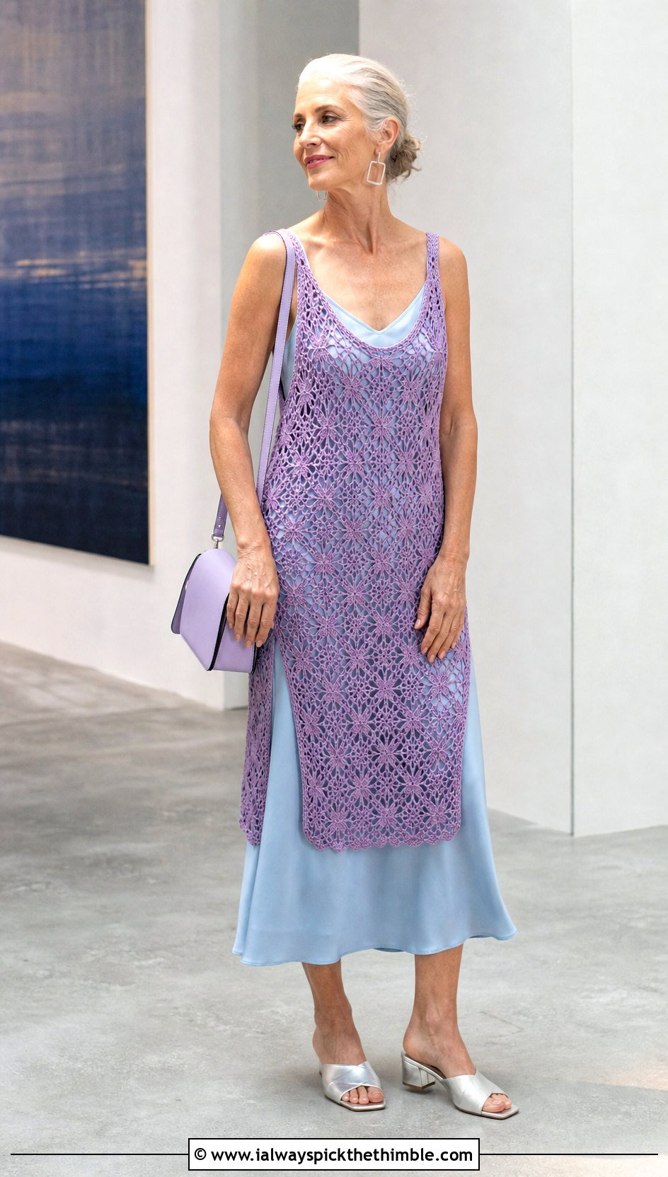 Longline Crochet Cami Top Over A Slip Dress - 20 crochet cami top outfit ideas