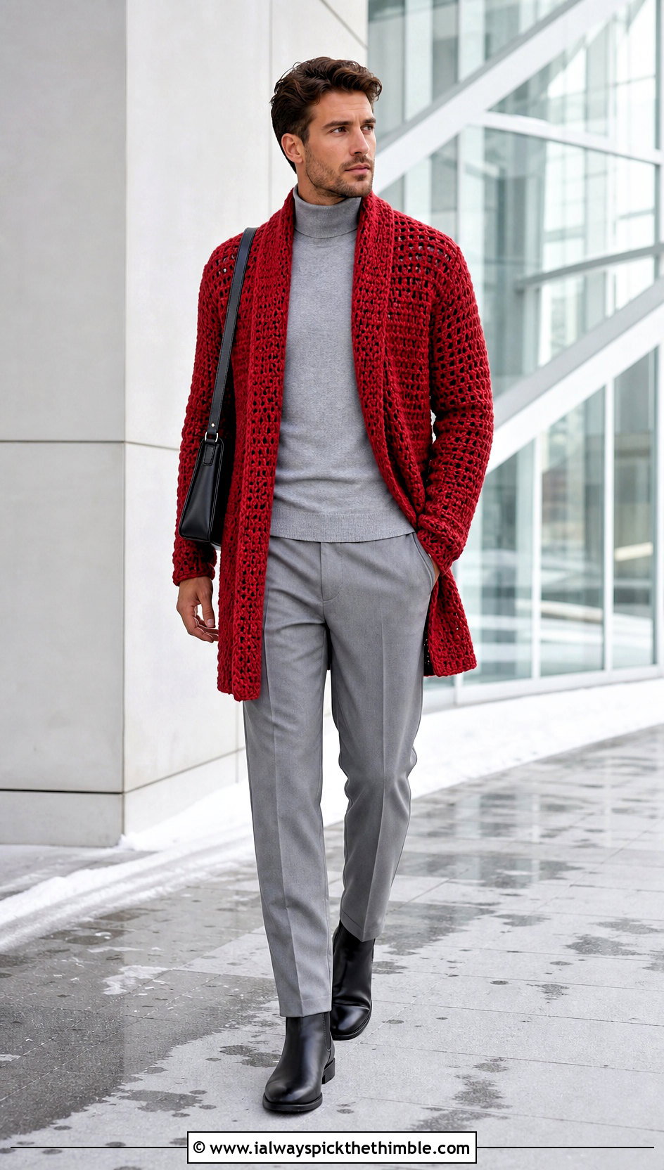 Longline Crochet Cardigan With Monochrome Layers - 20 crochet clothes men ideas