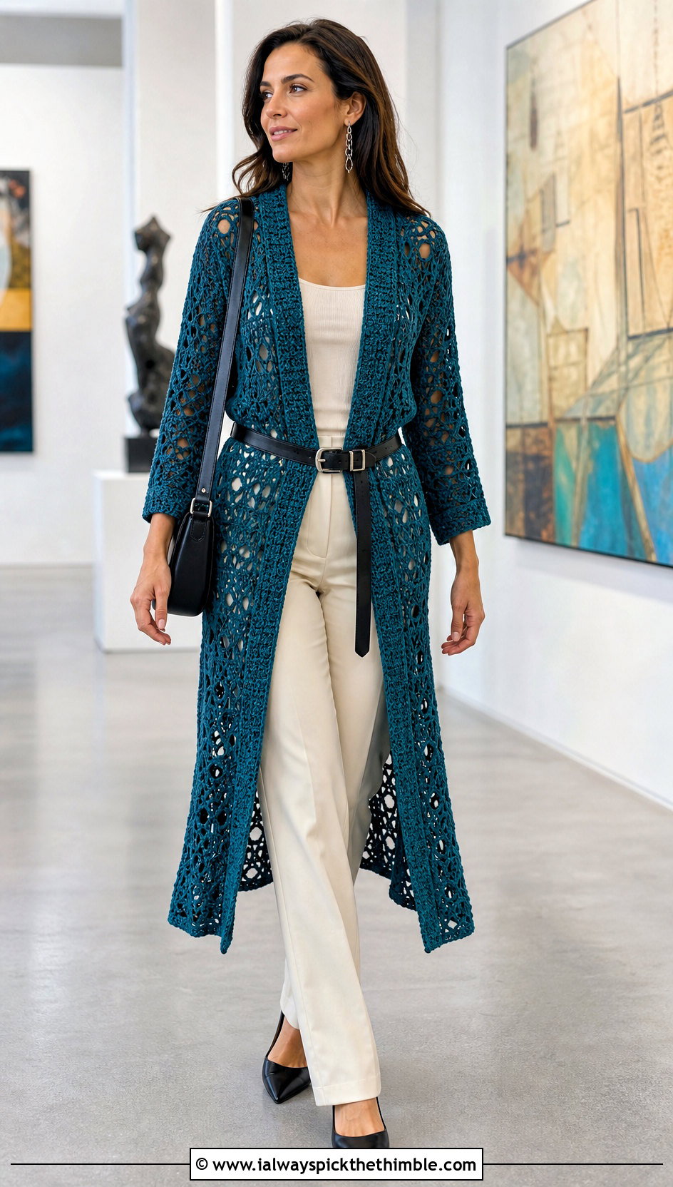 Longline Crochet Duster With Column Outfit - 20 Crochet 80S Clothes and outfit ideas