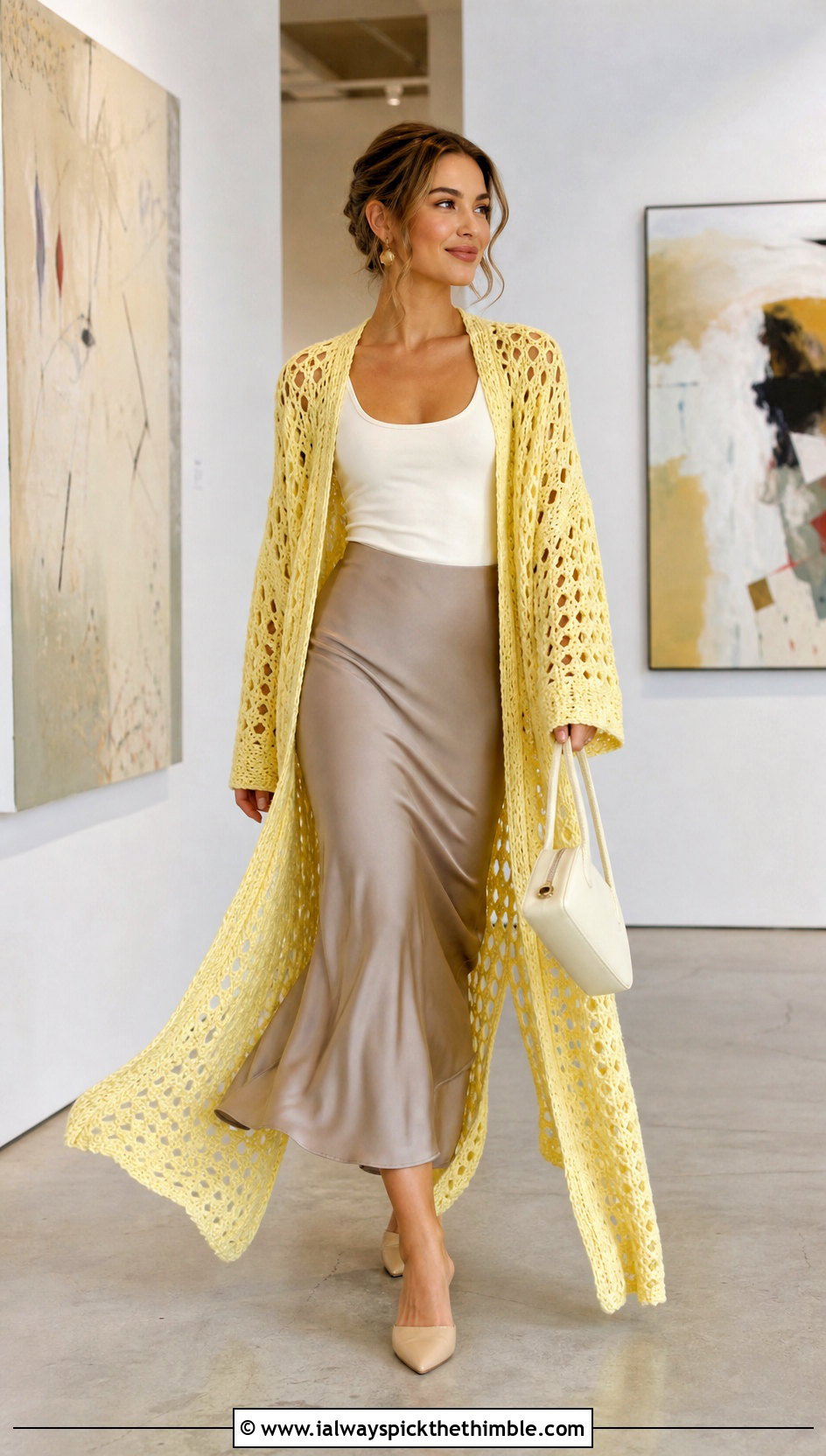 Longline Crochet Duster With Slip Skirt - 25 crochet outfits ideas