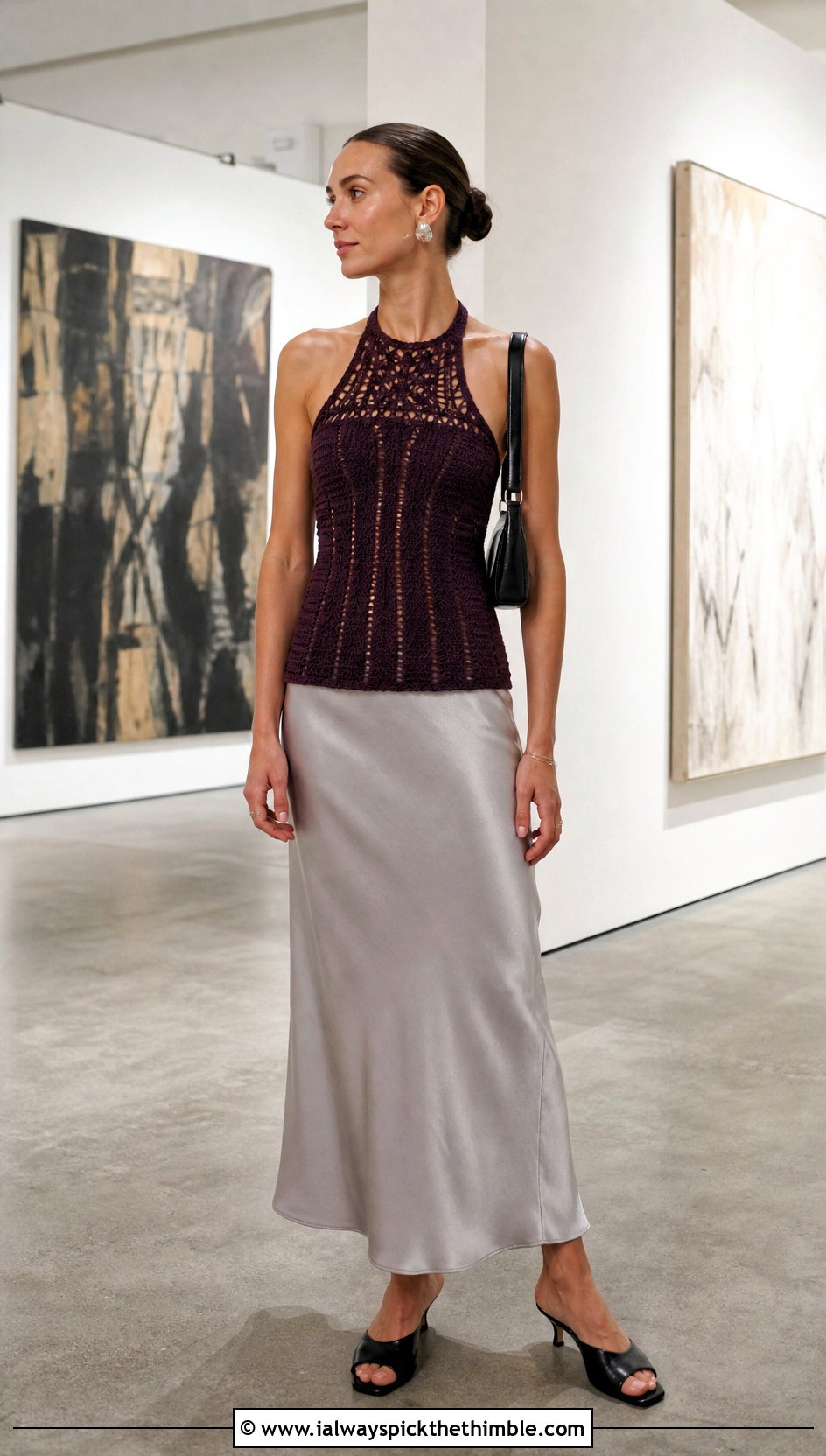 Longline Crochet Halter Top With Slip Skirt - 15 Once Upon A Time In Hollywood Crochet Top outfit ideas
