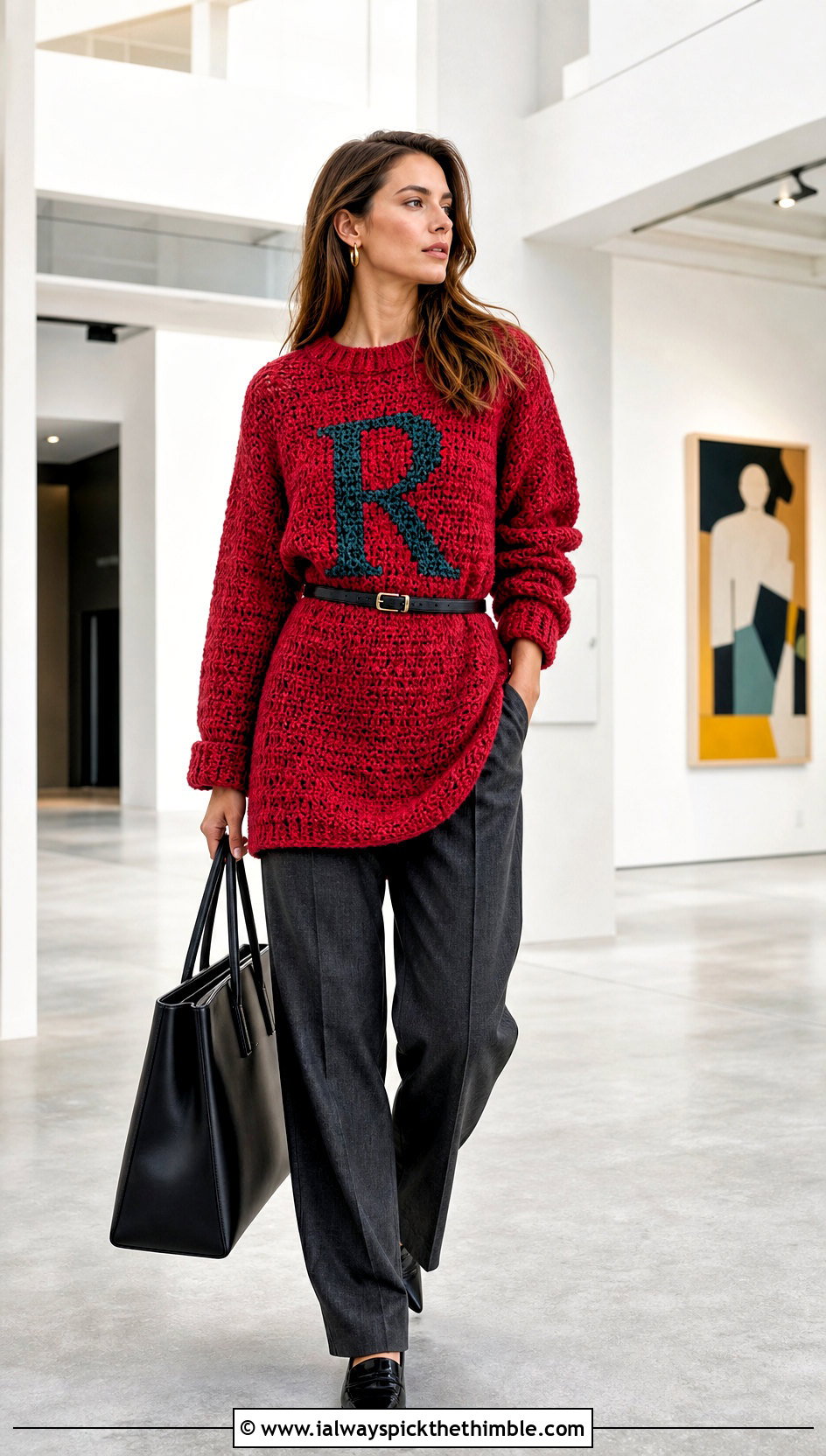 Longline Crochet Ron Weasley Sweater With Suit Trousers - 20 Crochet Ron Weasley Sweater outfit ideas