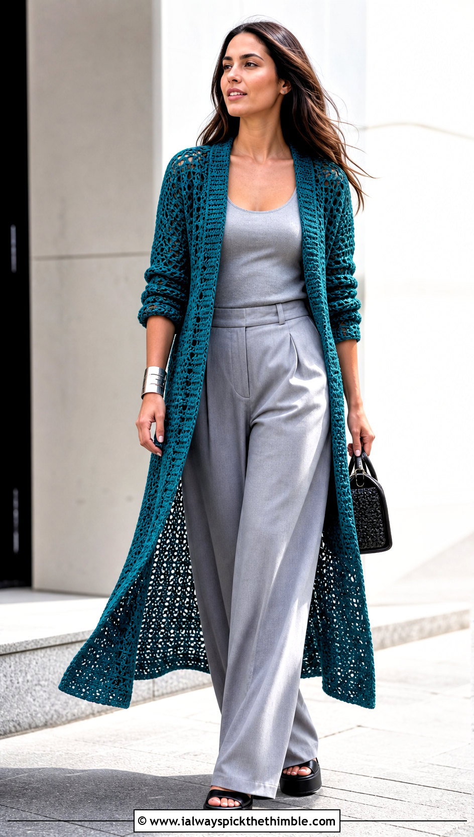 Longline Crochet Seamless Duster Cardigan With Column Outfit - 20 Crochet Seamless Cardigan outfit ideas