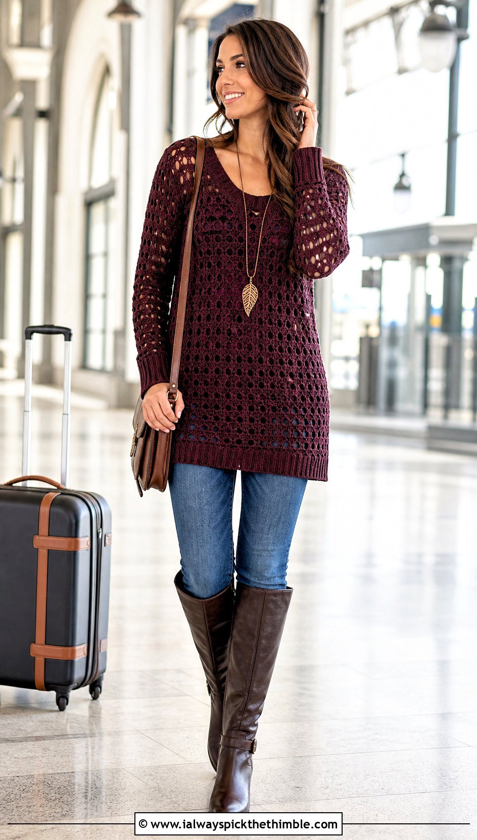 Longline Crochet Sweater With Skinny Jeans - 25 easy crochet sweater outfit ideas
