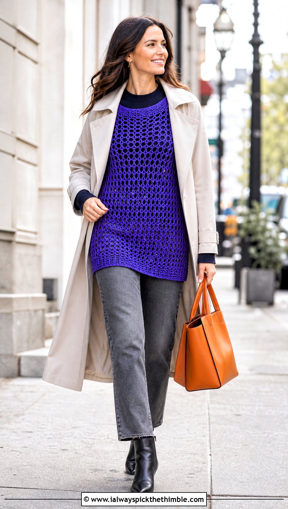 Longline Crochet T Shirt With Trench Coat - 25 crochet t shirt outfit ideas