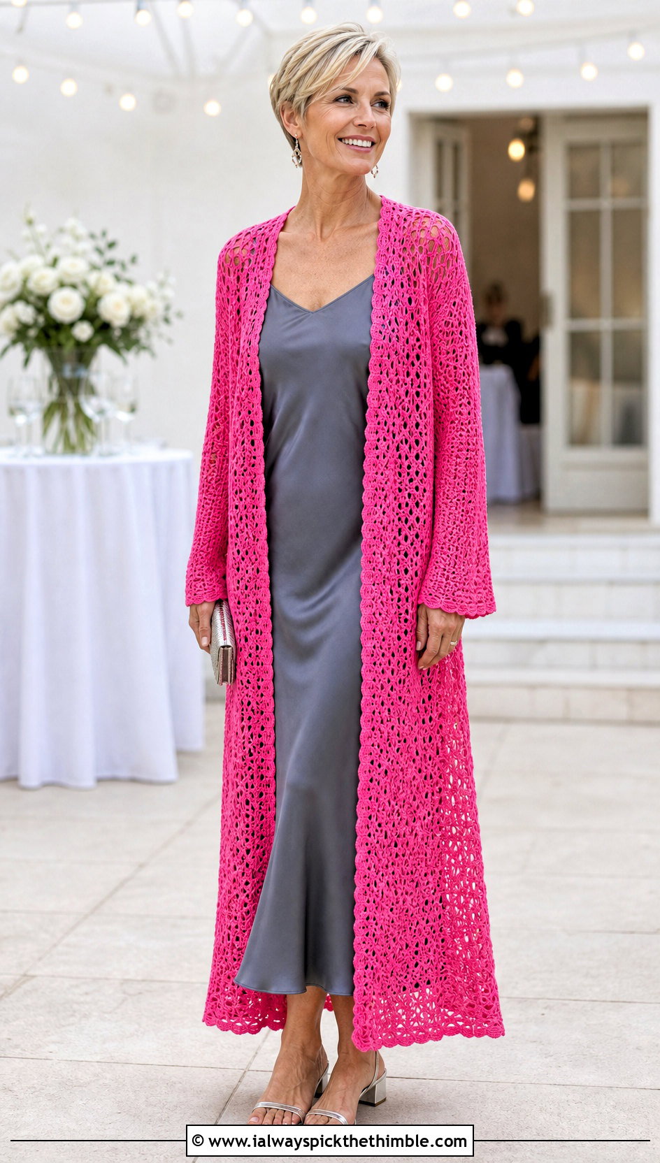 Longline Duster DK Crochet Cardigan With Slip Dress - 20 Dk Crochet Cardigan outfit ideas