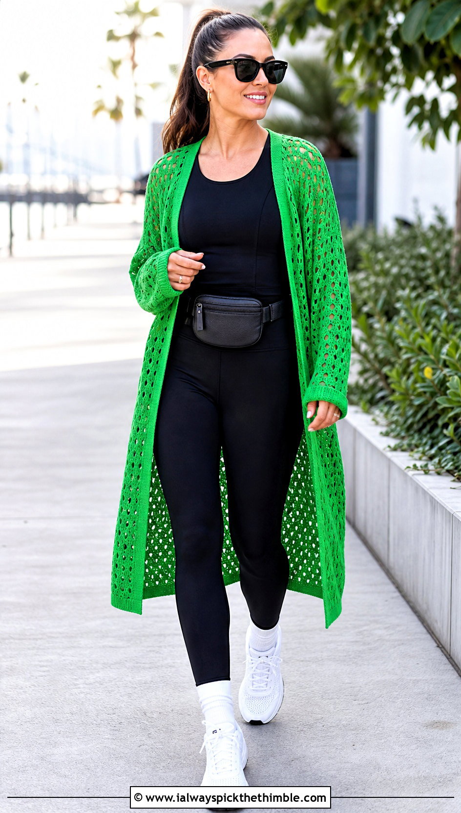 Longline Habitat Crochet Cardigan With Leggings And Sneakers - 20 Habitat Crochet Cardigan outfit ideas