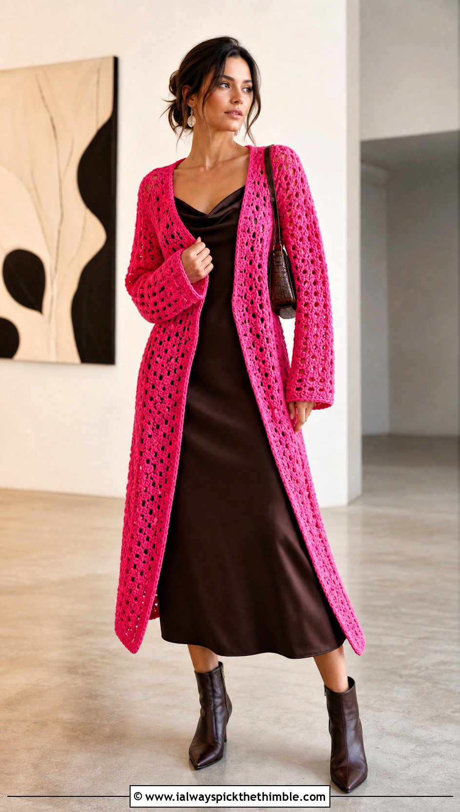 Longline Hexagon Cardigan With Granny Square Back And Satin Slip Skirt - 20 Hexagon Cardigan With Granny Square Back outfit ideas