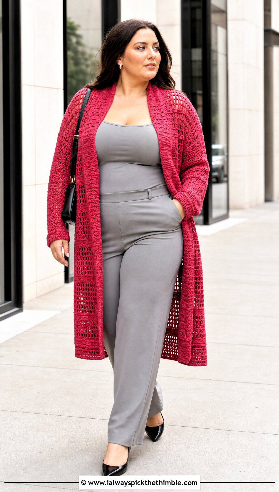 Longline Rectangle Cardigan With Monochrome Basics - 15 Crochet Sweater From Rectangle outfit ideas
