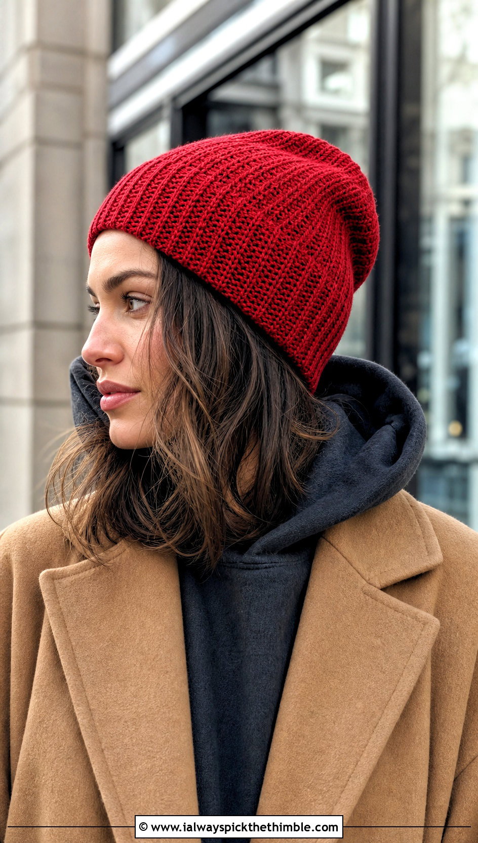 Longline Ribbed Crochet Beanie With Oversized Hoodie - 25 ribbed crochet hat outfit ideas