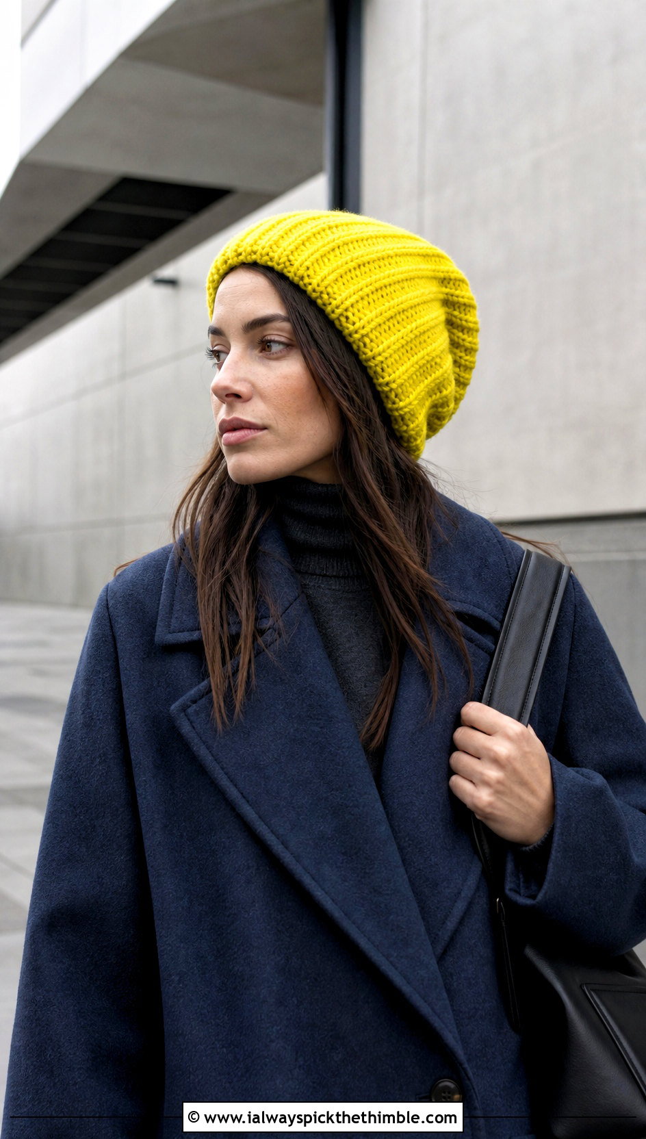 Longline Slouchy Chunky Ribbed Crochet Hat With Maxi Coat - 20 Chunky Ribbed Crochet Hat outfit ideas