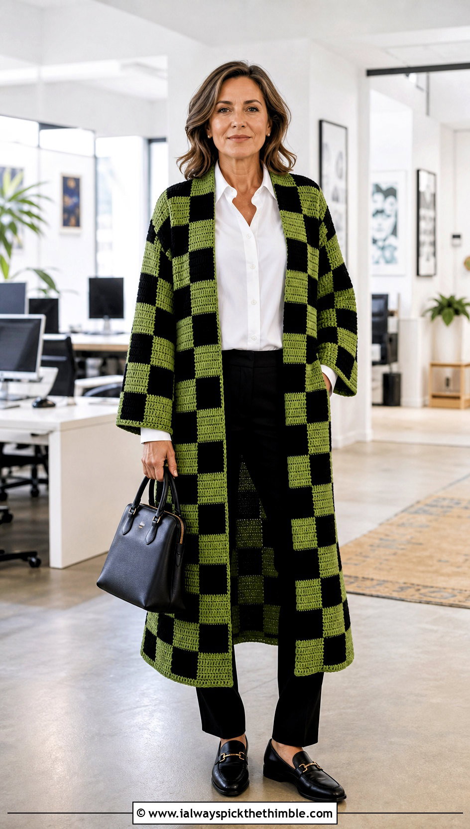 Longline Tanjiro Crochet Kimono With Tailored Trousers - 20 tanjiro crochet kimono outfit ideas