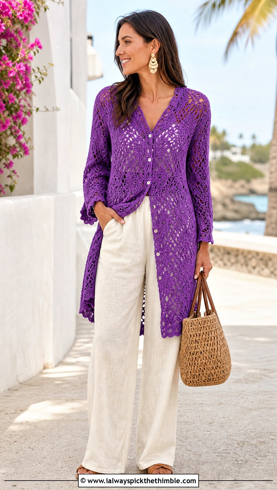 Longline Vera Top With Linen Pants - 25 crochet vera top outfit ideas