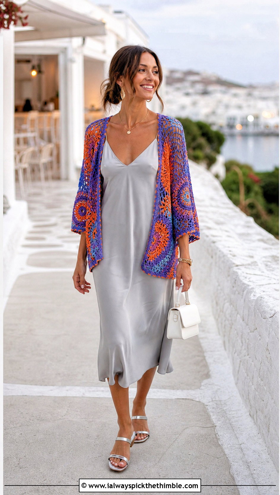 Loose Crochet Kimono Top With Slip Dress - 25 loose crochet top outfit ideas