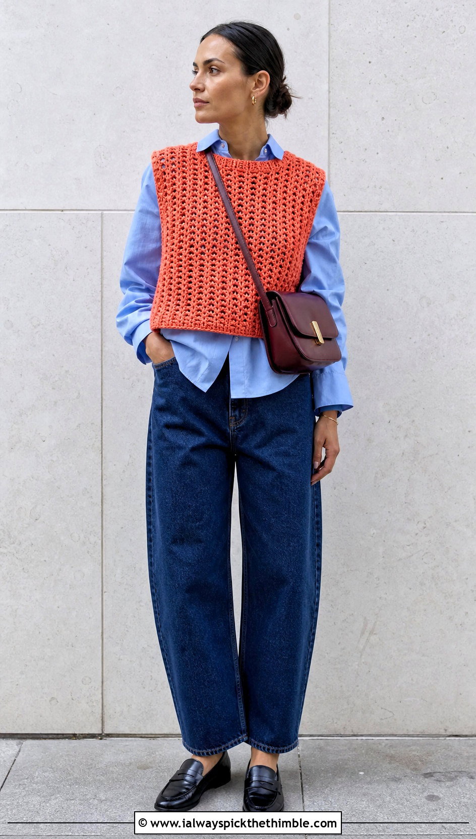 Loose Crochet Vest Top With Poplin Shirt And Jeans - 25 loose crochet top outfit ideas