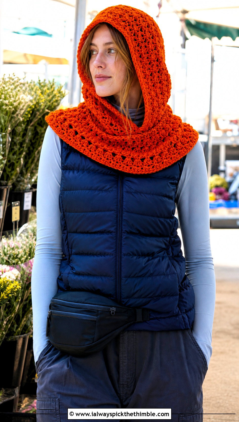 Loose Hooded Cowl Crochet Balaclava With Puffer Vest - 20 loose crochet balaclava outfit ideas
