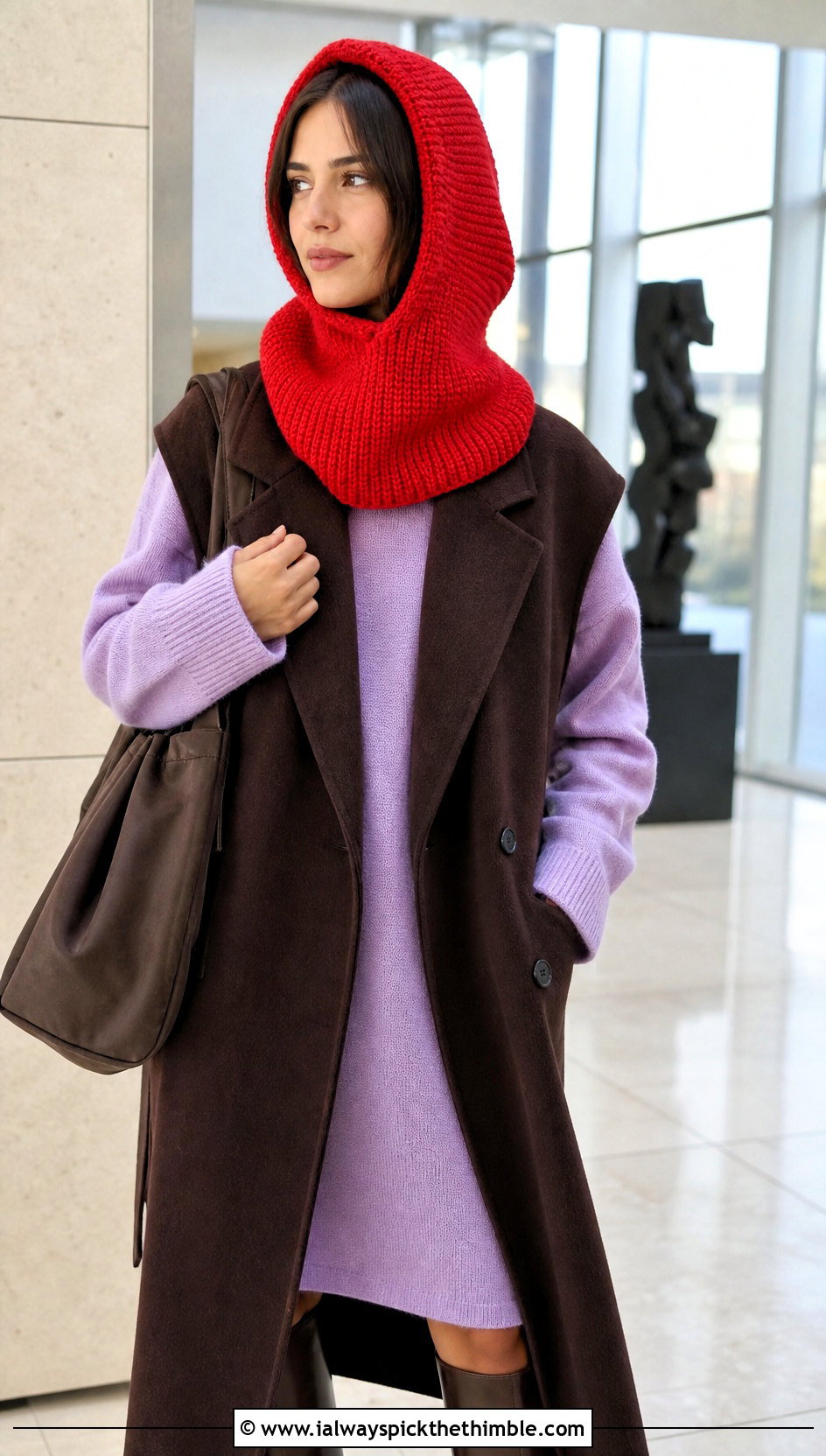 Loose Tunisian Crochet Balaclava With Sweater Dress - 20 loose crochet balaclava outfit ideas