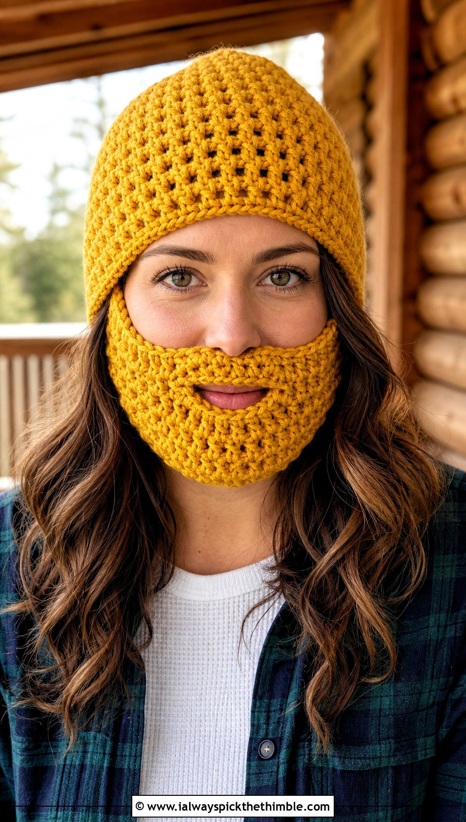 Lumberjack Beard Crochet Hat With Plaid Overshirt - 25 crochet beard hat outfit ideas