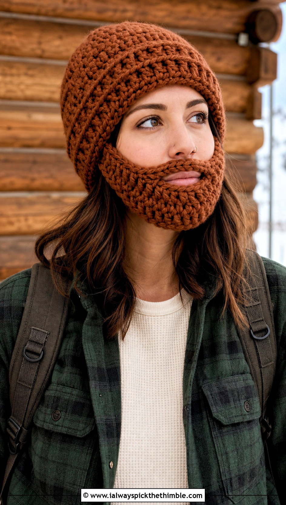 Lumberjack Crochet Beard Beanie With Utility Pants - 15 Crochet Hat With Beard outfit ideas