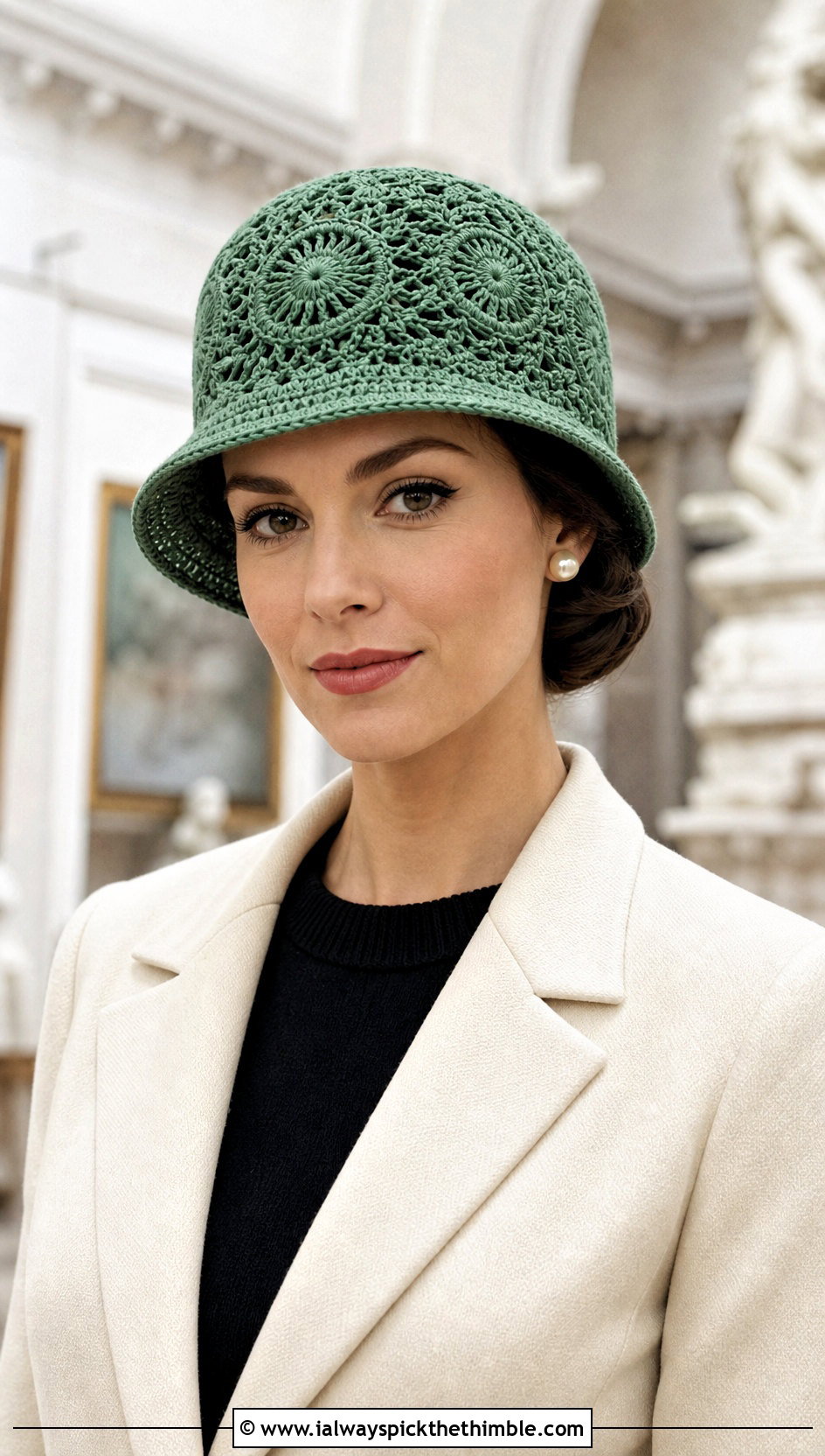 Magic Circle Crochet Cloche With Dress Coat - 20 Magic Circle Crochet Hat outfit ideas