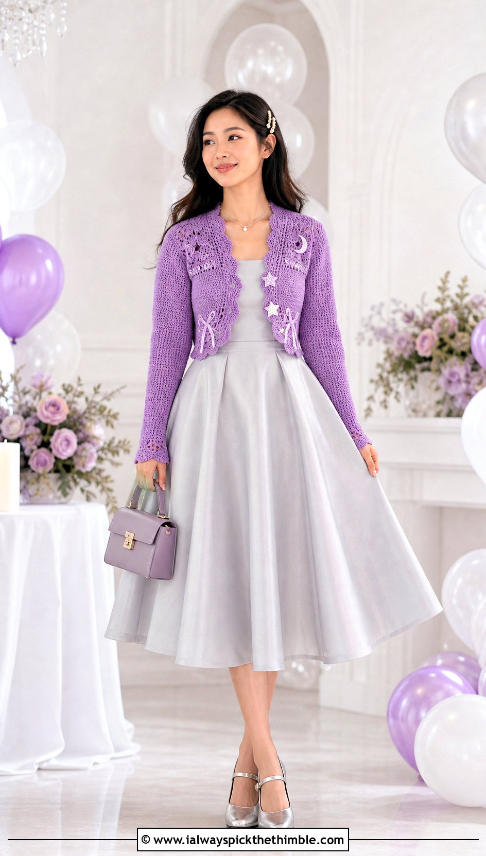 Magical Girl Crochet Bolero Cardigan With Fit And Flare Dress - 20 anime crochet cardigan outfit ideas